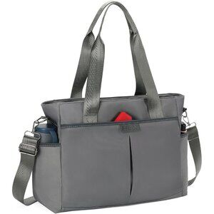 Grey Nylon Travel Tote Bag for Women with Zipper & Multi Pockets